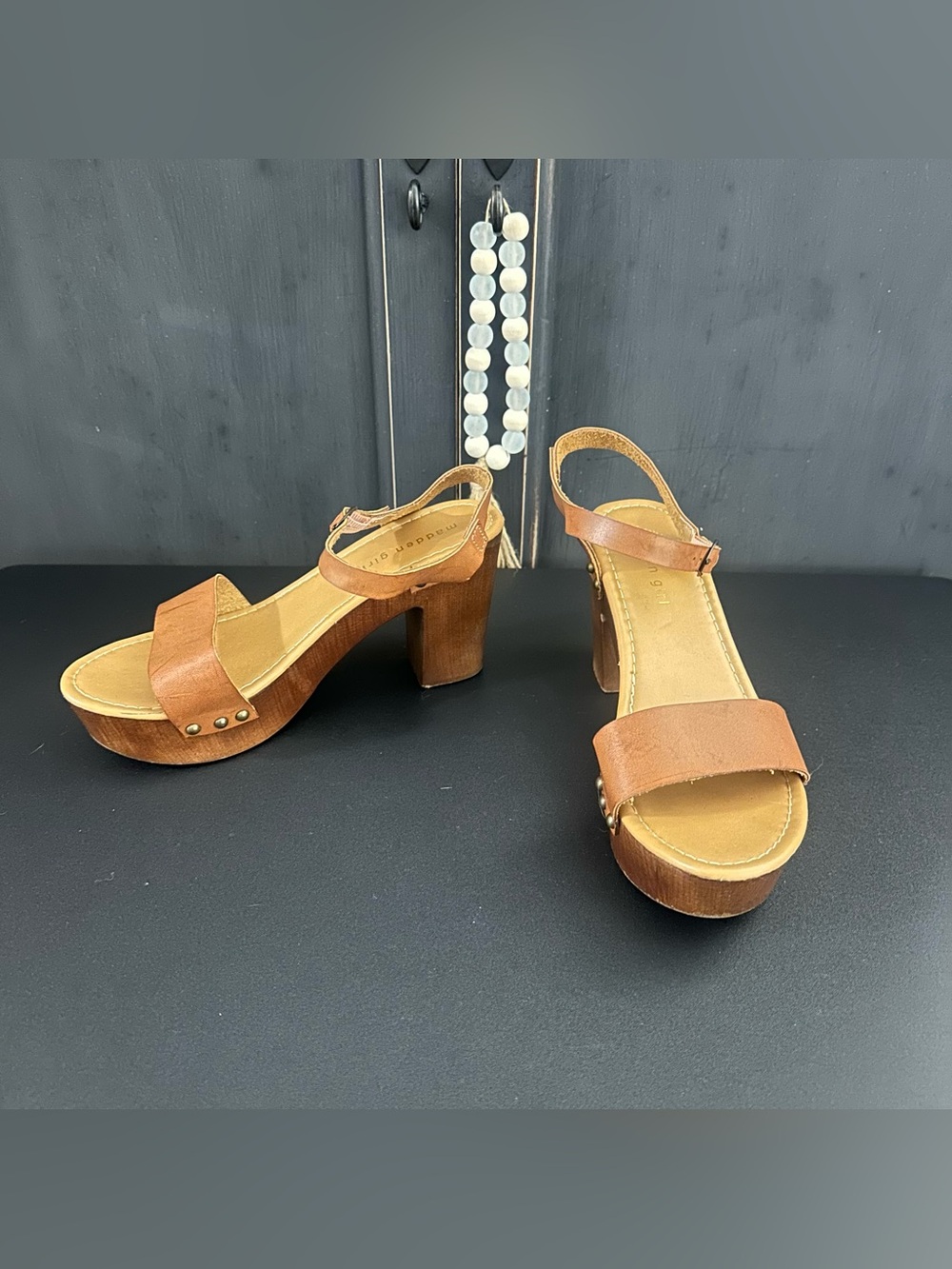 Madden Girl Tan Platform Sandal Heels